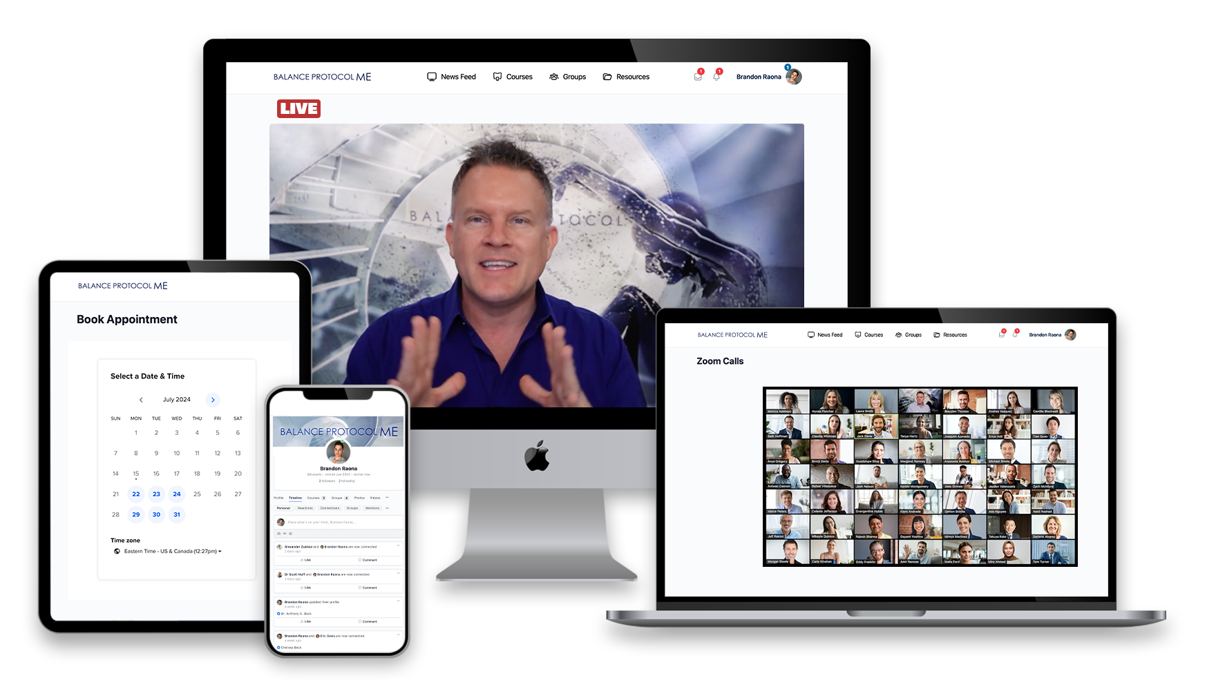 Live Broadcasts and Training within the Balance Nation community platform