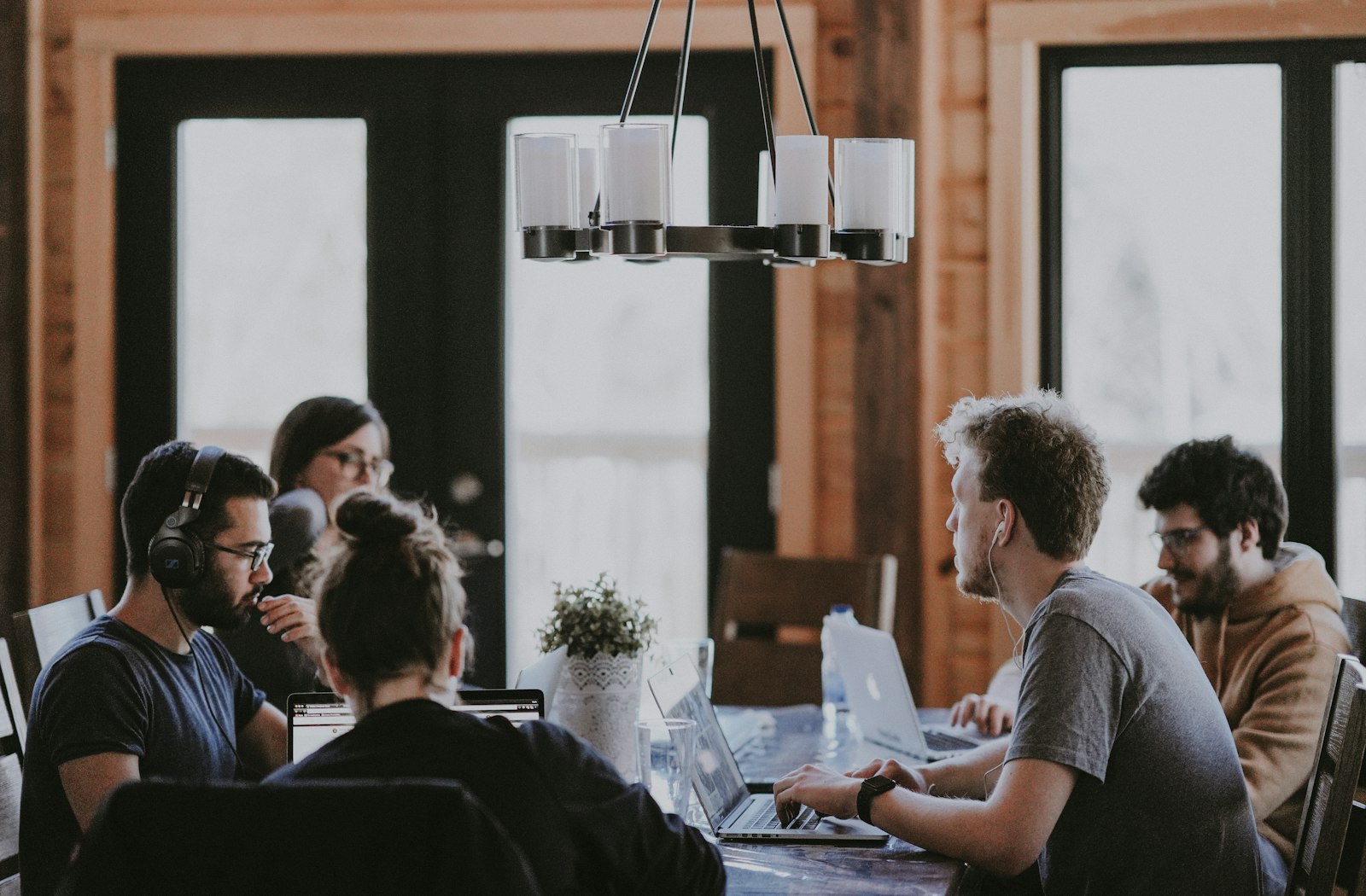 Adults in unhurried, unstaged conversation